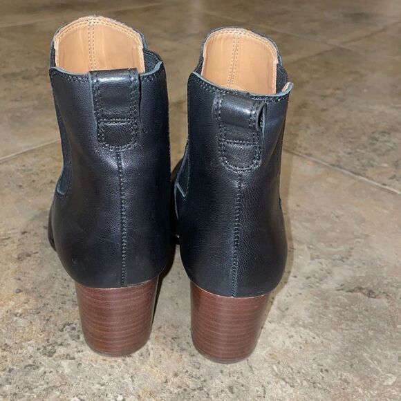 J. Crew Rory Black Leather Heeled Ankle Boots Womens Size 7.5 AR846 - Picture 9 of 12